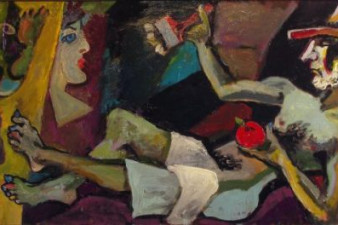 Автопортрет с яблоком. 2008. Холст, масло. 73х135